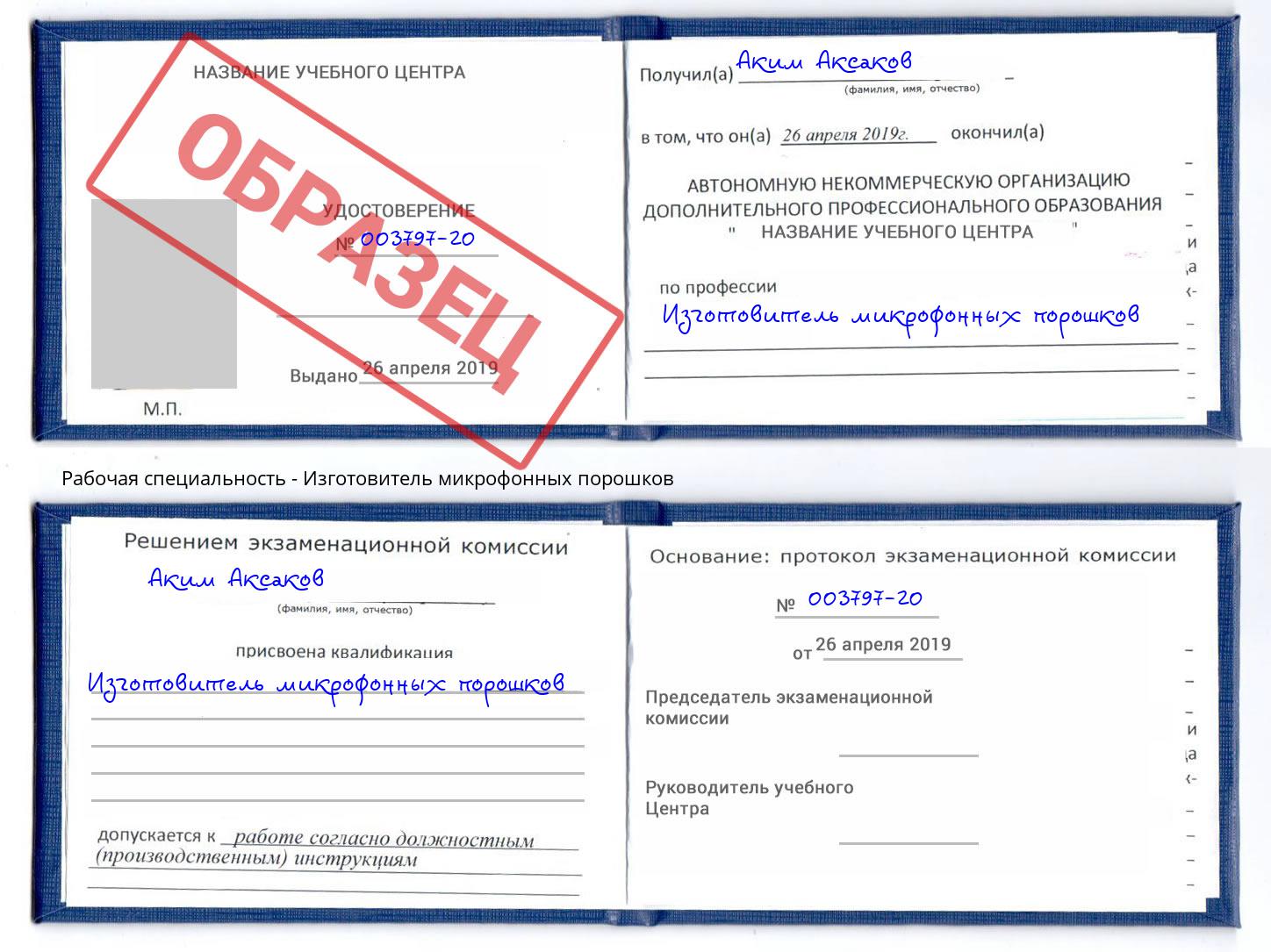 Изготовитель микрофонных порошков Конаково