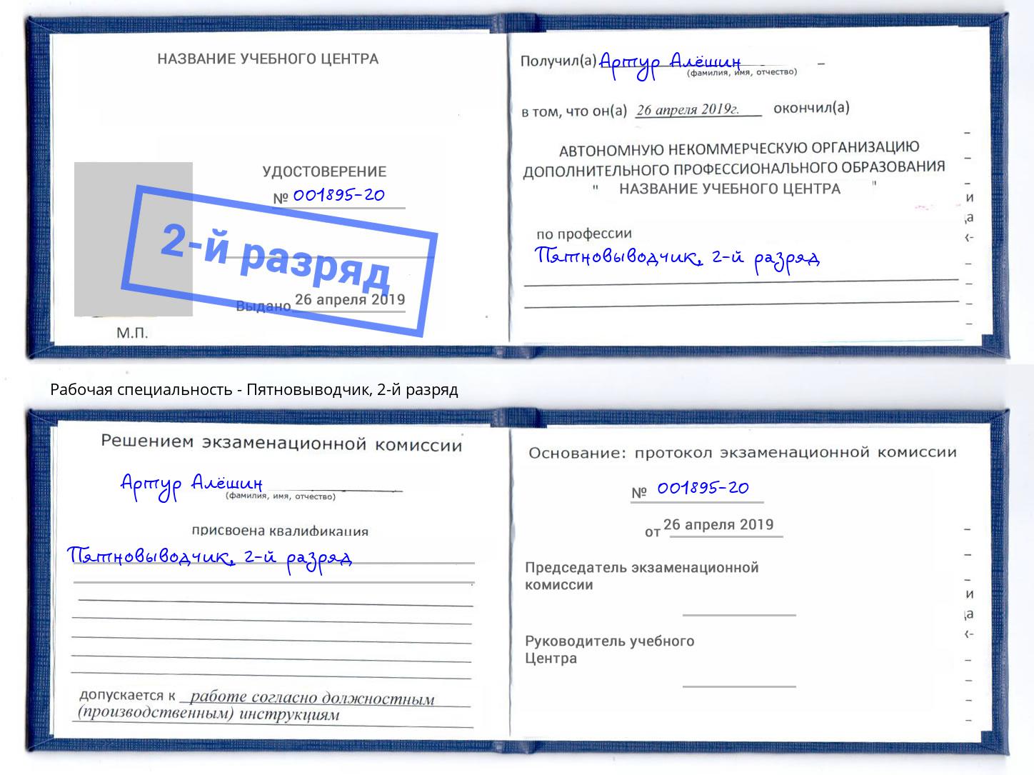 корочка 2-й разряд Пятновыводчик Конаково