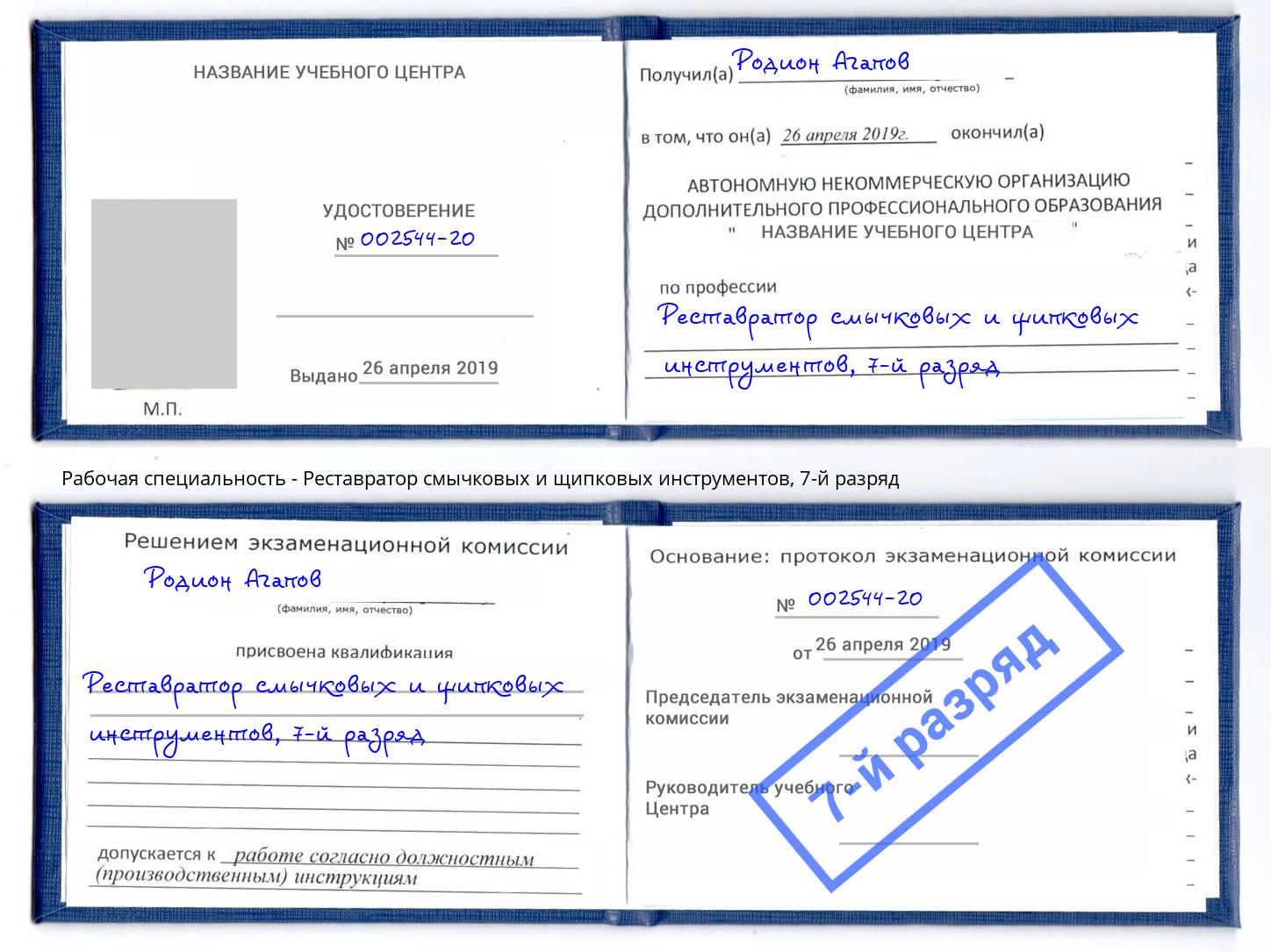 корочка 7-й разряд Реставратор смычковых и щипковых инструментов Конаково