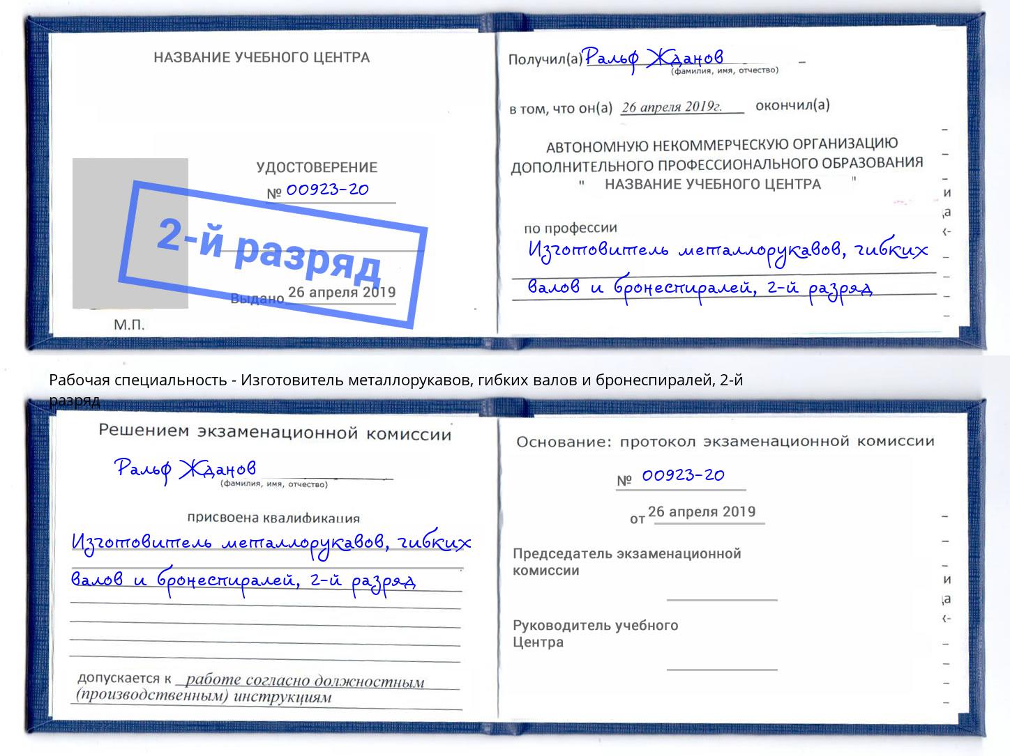 корочка 2-й разряд Изготовитель металлорукавов, гибких валов и бронеспиралей Конаково